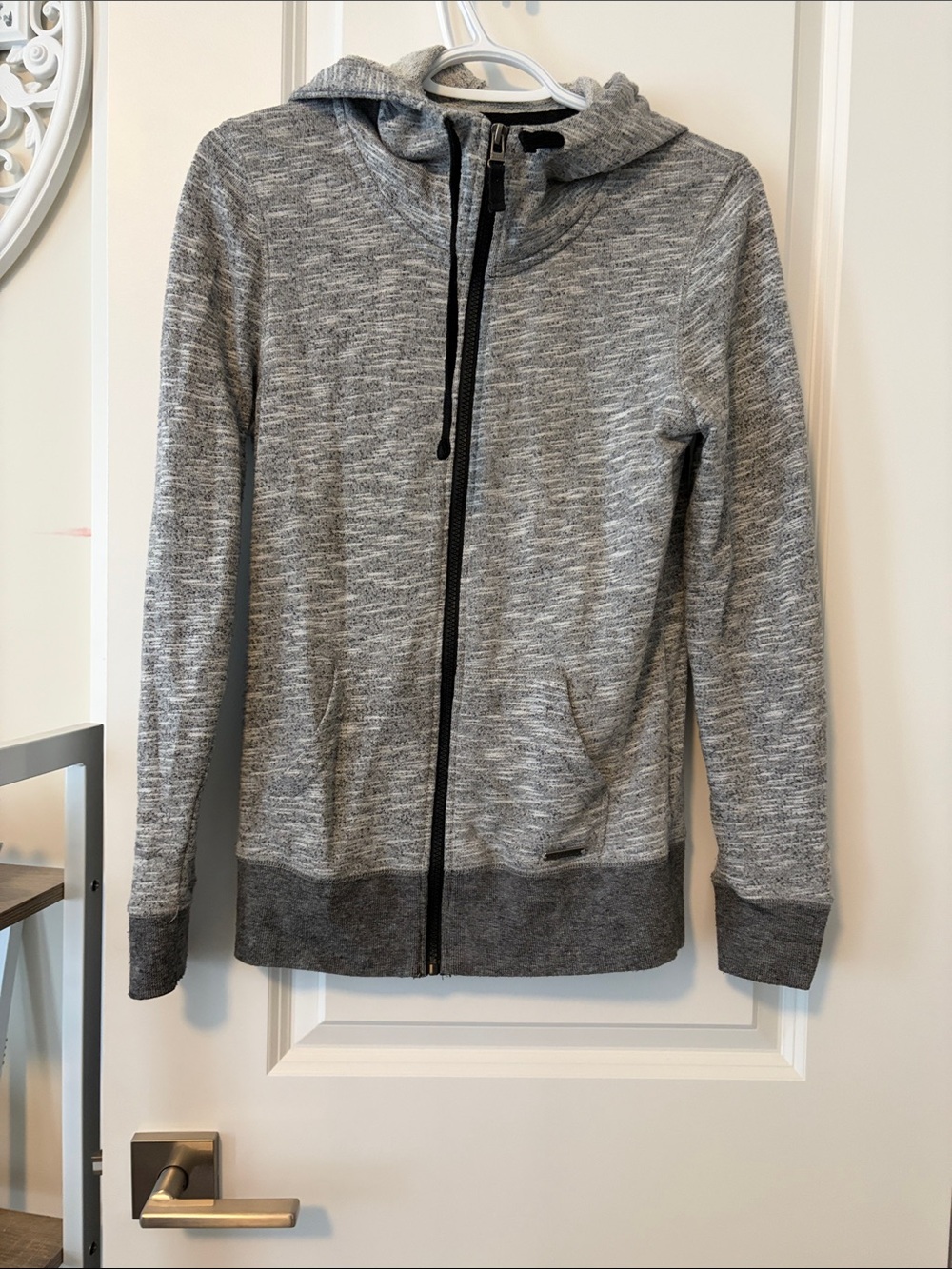 Gray Hooded Zip Front Women's Sweater - Unbranded